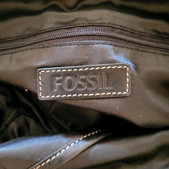 Vintage Fossil Purse Handbag Brown And Tan Cloth With Leather Trim - Picture 5 of 5